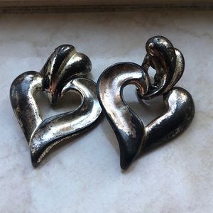Vintage clip on heart earrings